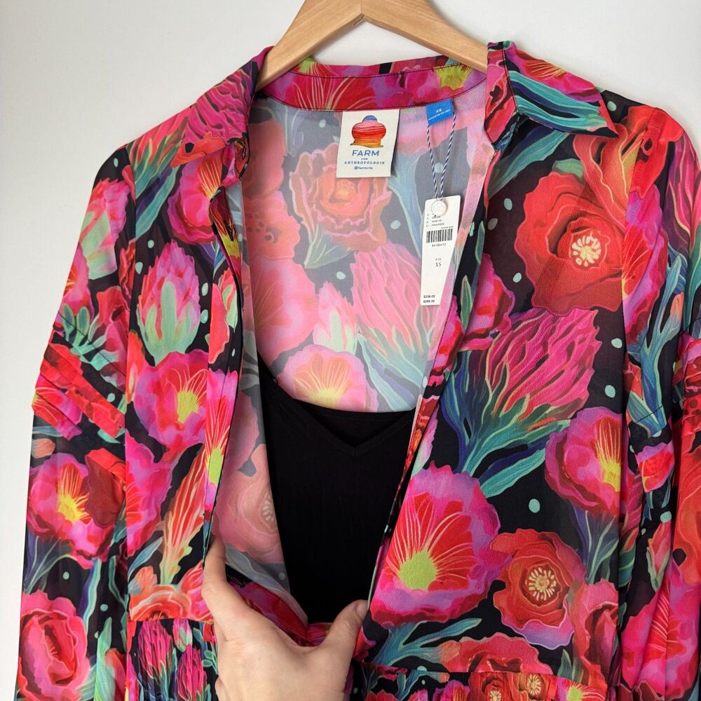 NWT Farm Rio x Anthropologie Pleated Drop-Waist Maxi Dress - Size S - Picture 10 of 12